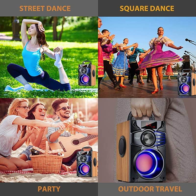 Bluetooth Speaker Subwoofer Heavy Bass Wireless Outdoor Party Speaker MP3 Player Line in Speakers Support Remote Control FM Radio TF Card LCD Display for Home Party Phone Computer PC