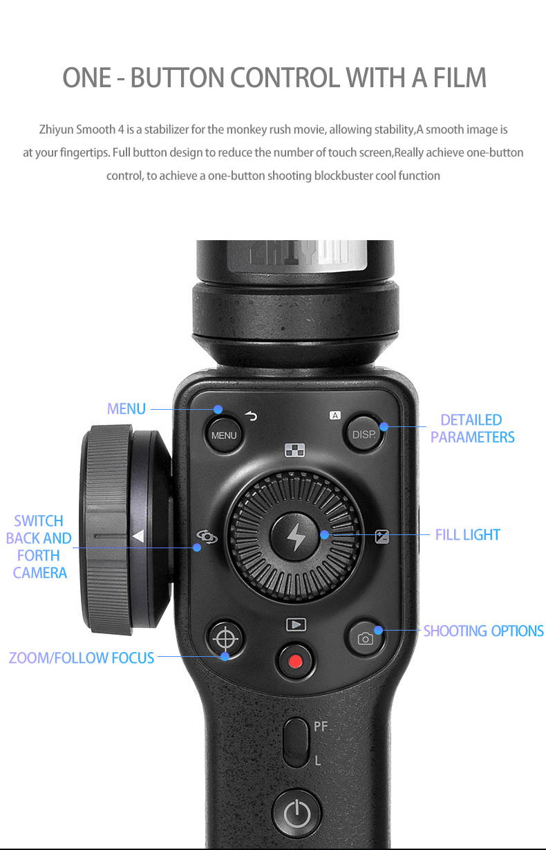 Zhiyun Smooth 4 3-Axis Handheld Gimbal Stabilizer for Smartphones, Black