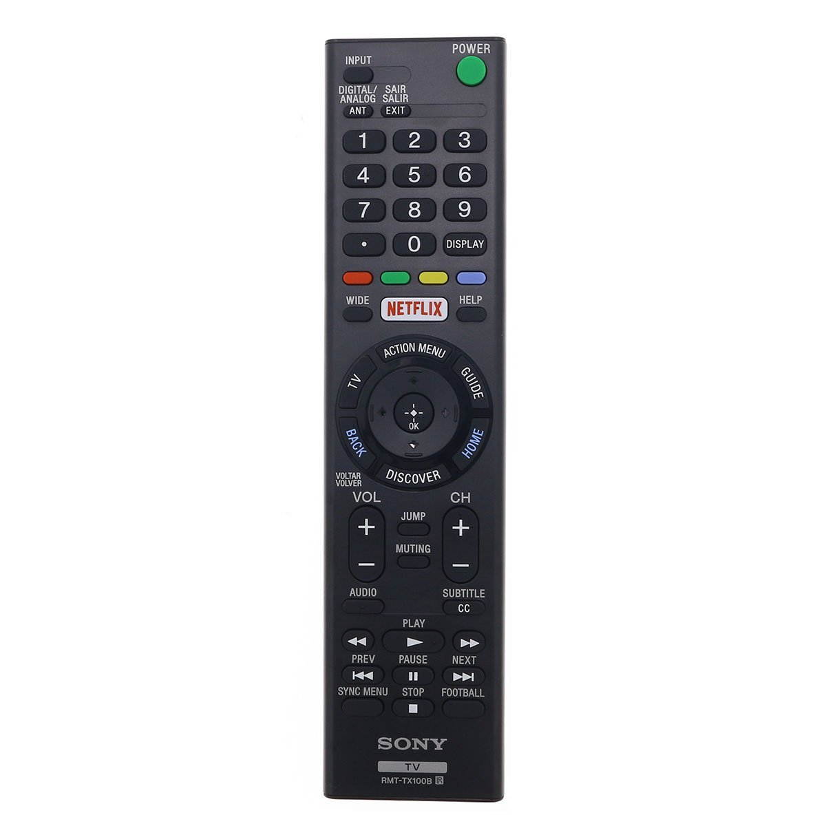 Remote Control for Sony RMT-TX100B 4K UHD TV (149297521) With Netflix Button