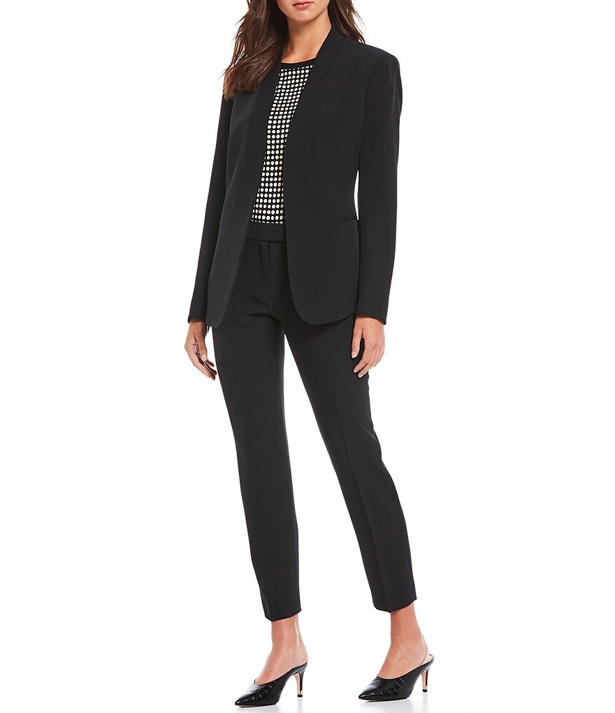Anne Klein Stretch Crepe Open Front Jacket