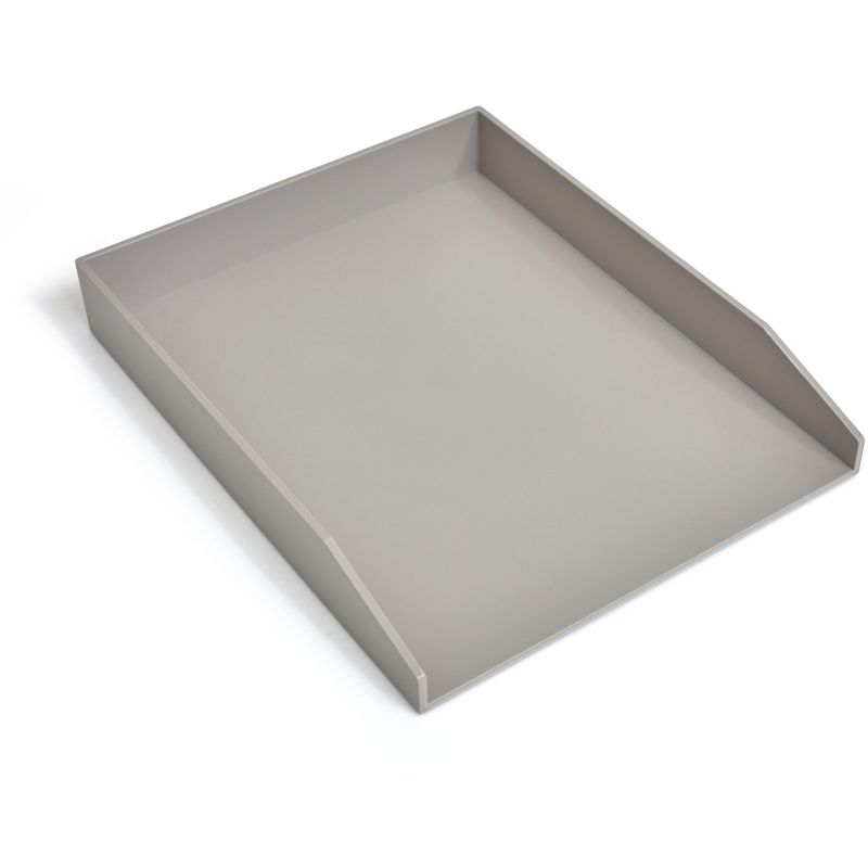 TRU RED Front Load Stackable Plastic Letter Tray, Gray TR55256