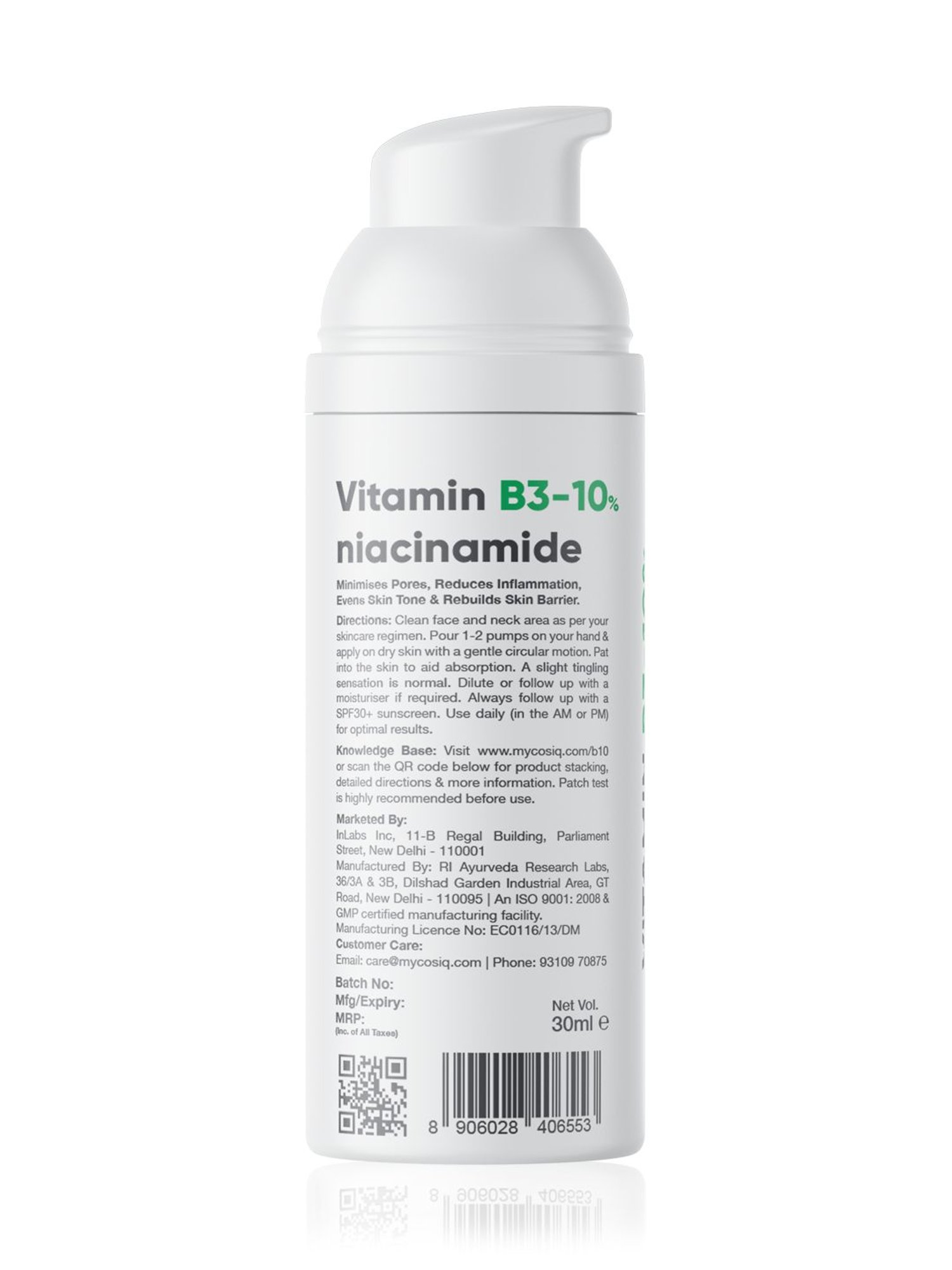 CosIQ Niacinamide Vitamin B3-10% Face Serum - 30 ml