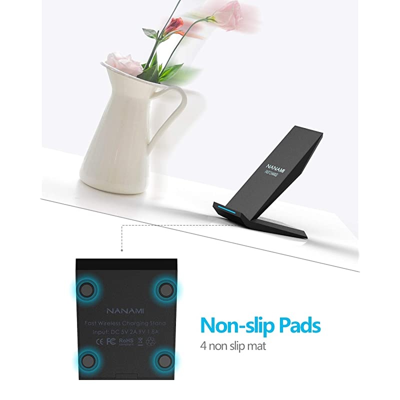 Fast Wireless Charger  Qi Certified Charger Wireless Charging Stand Compatible iPhone 1111 Pro11 Pro MaxXSXS MaxXRX88 PlusSamsung Galaxy S10+ S9 S8 S7 Note 1098 and QiEnabled Phone