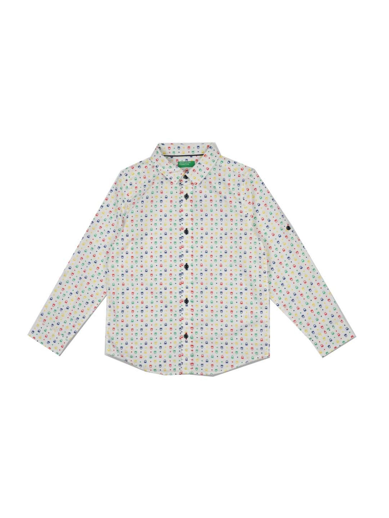 United Colors of Benetton Kids White Cotton Printed Shirts