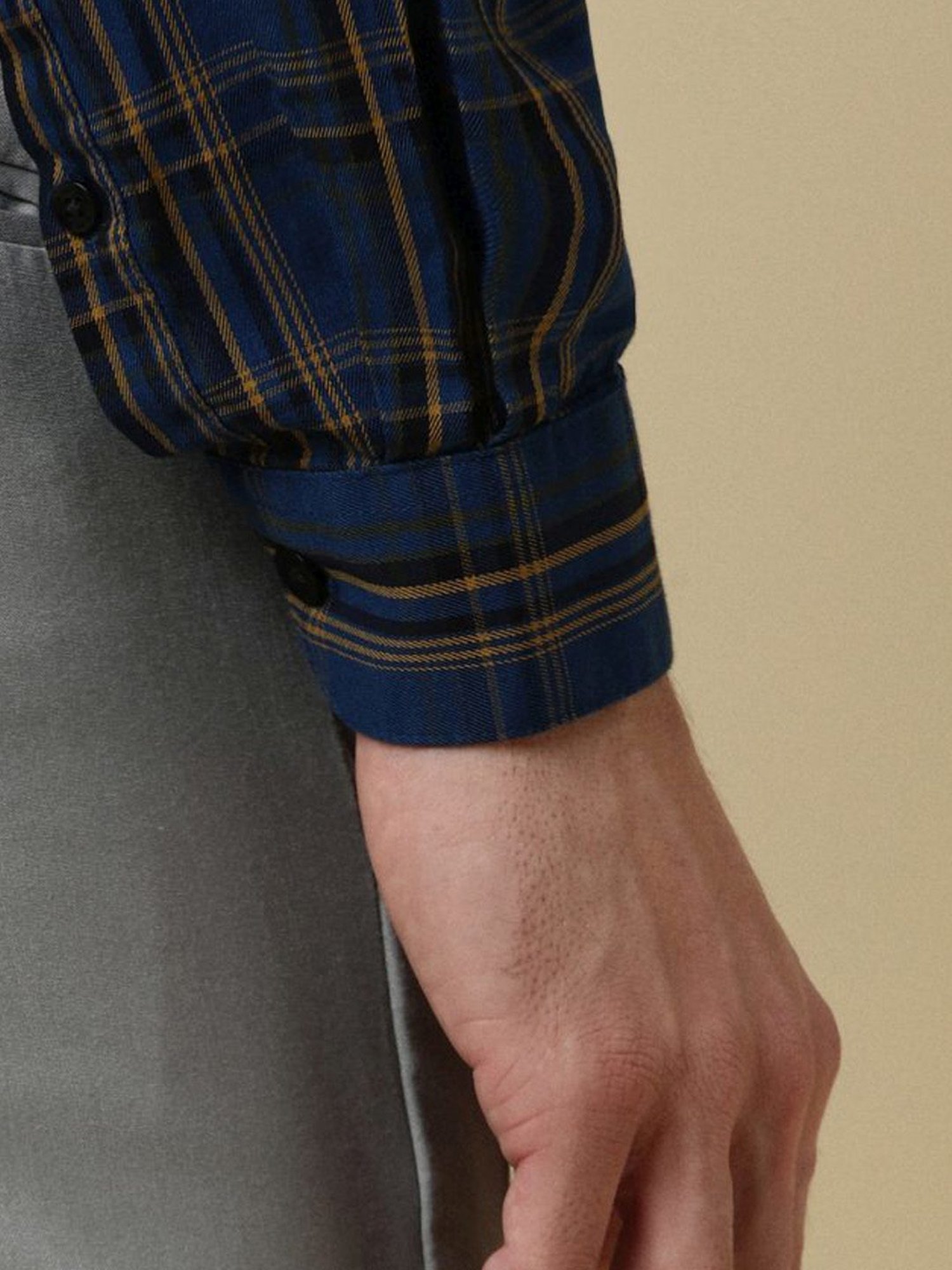 Sojanya Blue Cotton Regular Fit Self Pattern Shirt