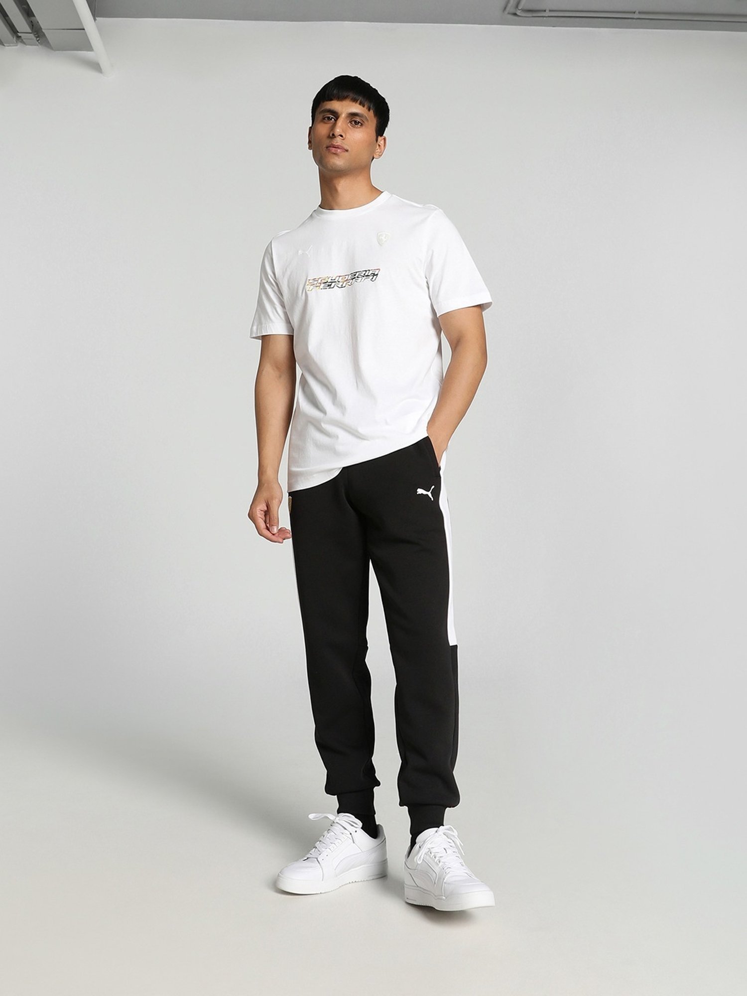 Puma Scuderia Ferrari Race Motorsport White Cotton Regular Fit Printed Sports T-Shirt