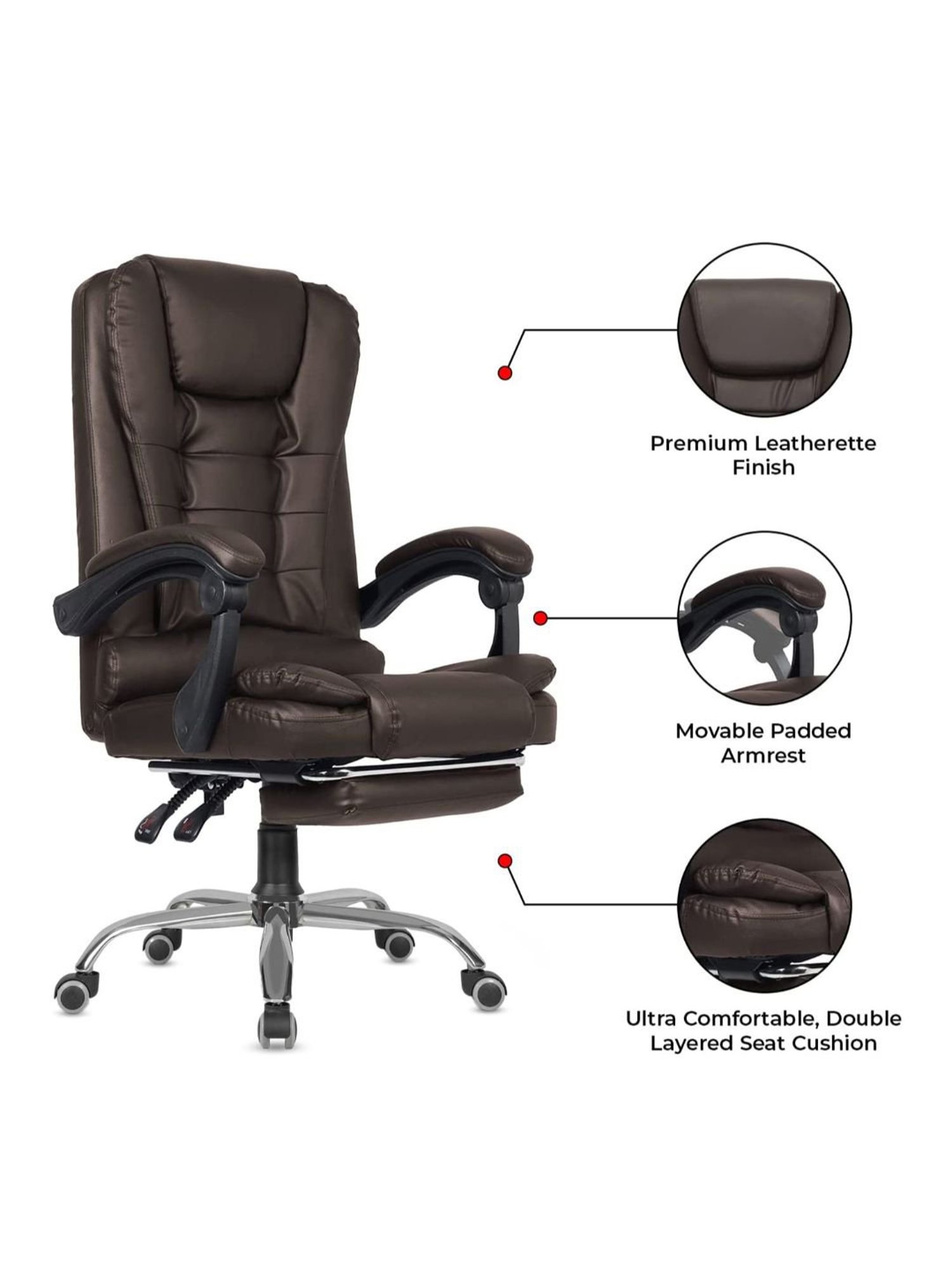 Green Soul Urbane Brown PU Leather High Back Chair