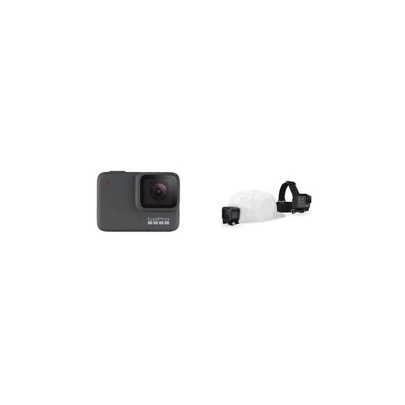 HERO7 Silver &mdash; Waterproof Digital Action Camera with Touch Screen 4K HD Video with Head Strap + QuickClip