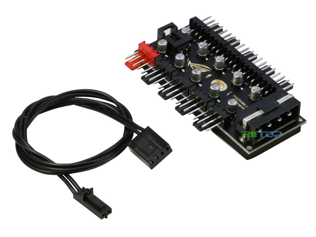 RIITOP PWM Fan Hub 1 to 10 Fans Conotroller Splitter Adapter with Molex 4pin Power Supply Port for 3 pin 4 pin CPU Case Chasis Cooling Fan