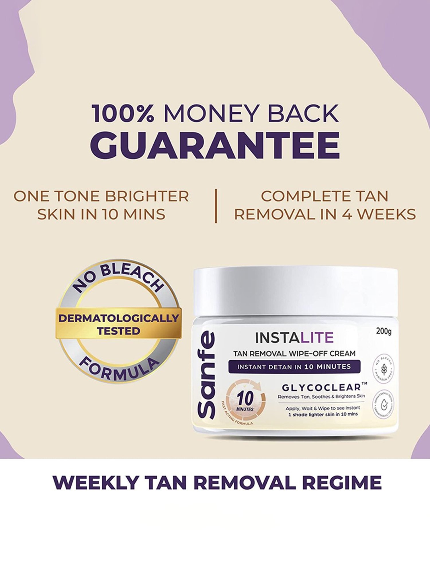 Sanfe Instalite Tan Removal Wipe Off Body Cream - 200 gm