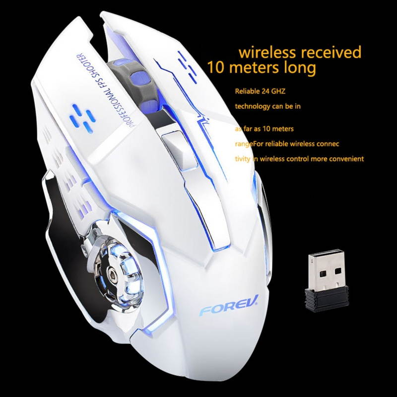 FV-W502 Computer Mouse Wireless 6 Buttons ABS 2.4GHz Rechargeable Silent Mouse for Laptop