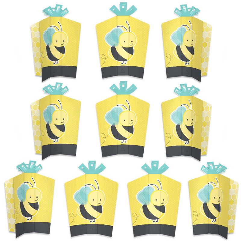 Big Dot of Happiness Honey Bee - Table Decorations - Baby Shower or Birthday Party Fold and Flare Centerpieces - 10 Count