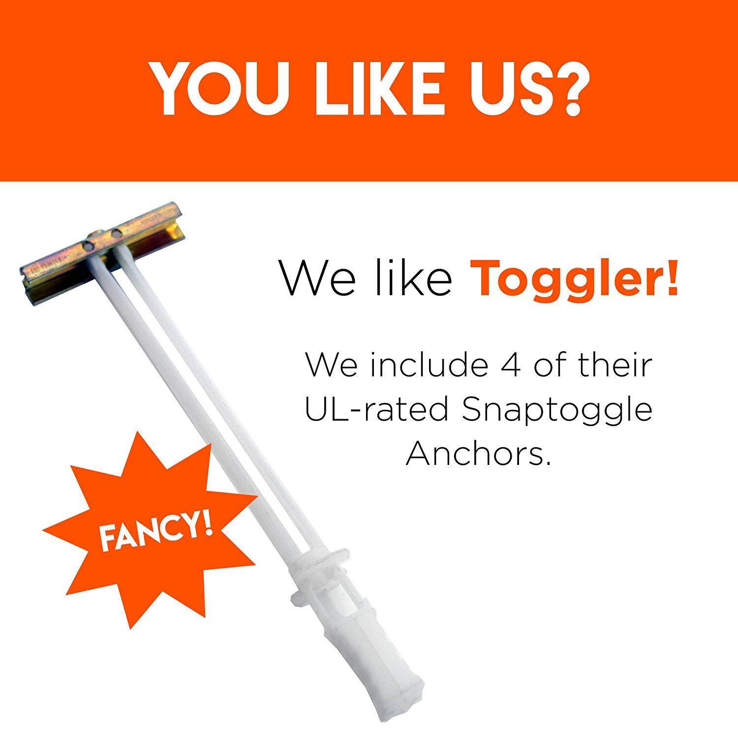 Steel Stud TV Mounting Kit Tilt & Low Profile TV Mounts - Includes 4 Snaptoggle Anchors, Steel Drill Bit TV Mounting Hardware