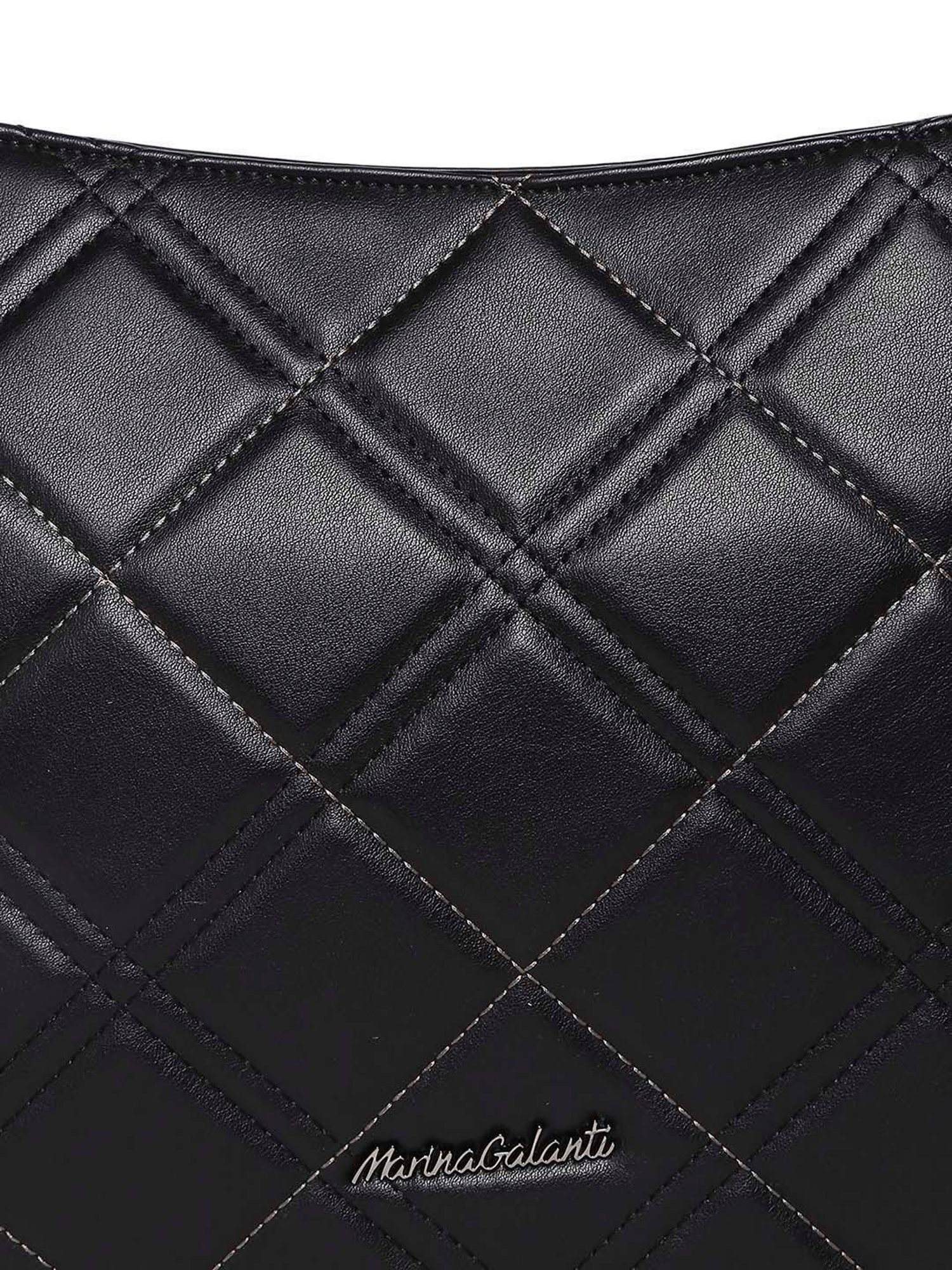 Marina Galanti Black Quilted Medium Baguette Bag