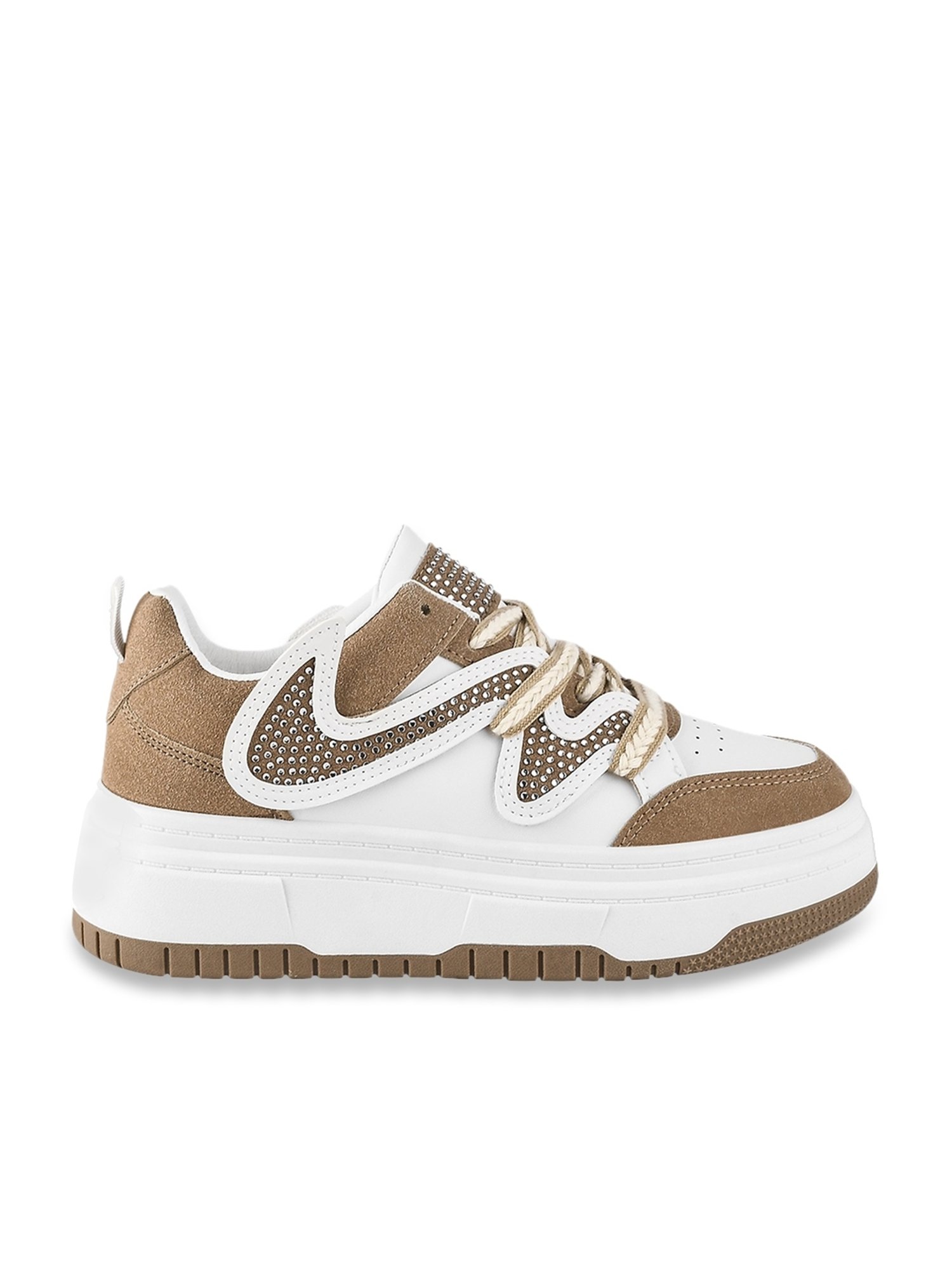 The White Pole Women's Khaki Casual Sneakers