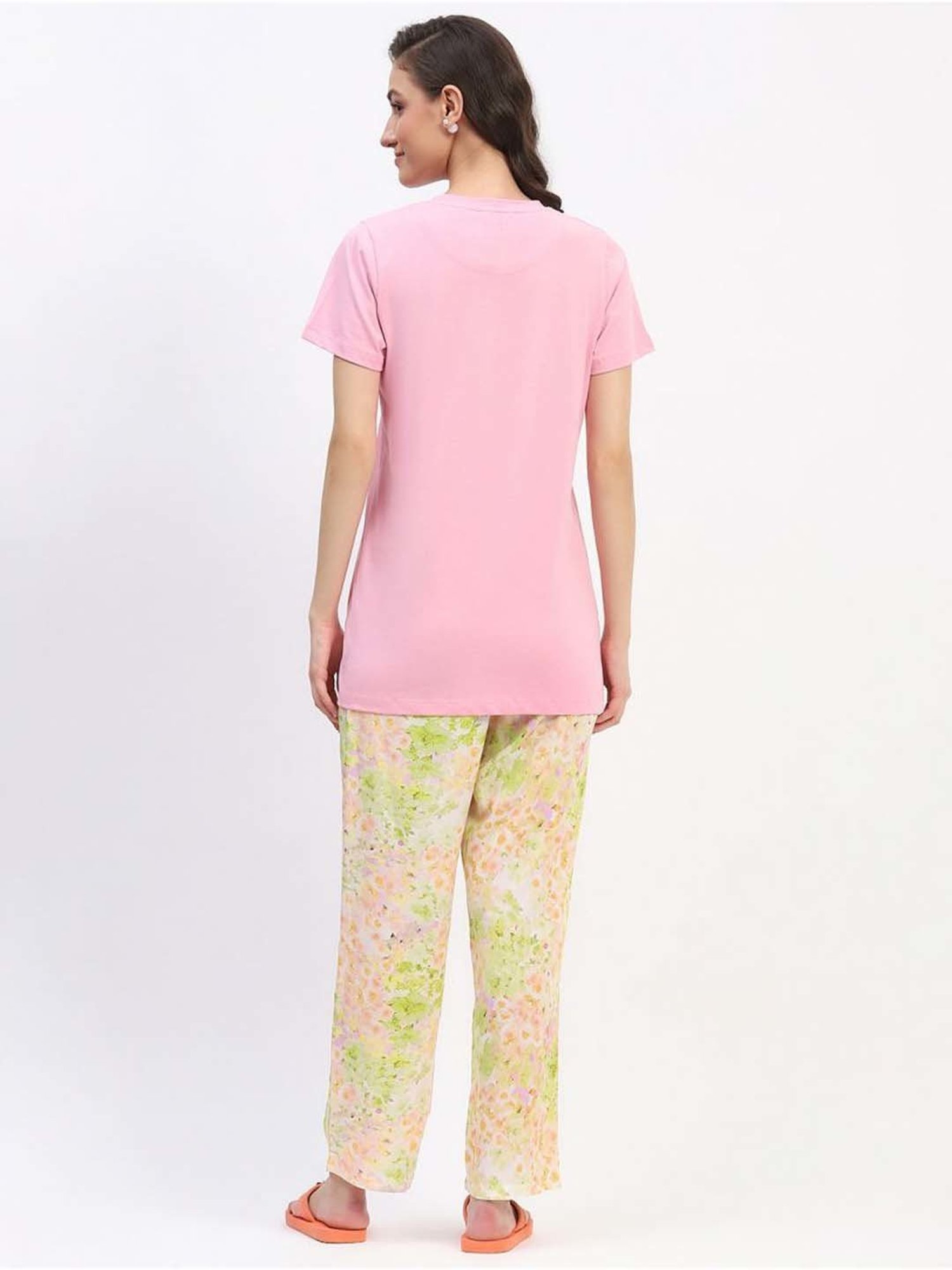 MADAME M Secret Pink Printed T-Shirt Pyjamas Set