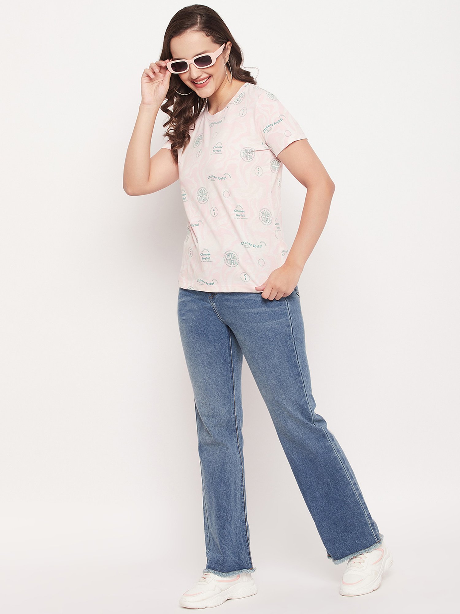 MADAME Peach Graphic Print T-Shirt