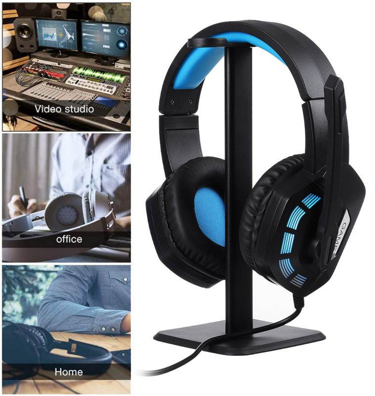 Aluminum Alloy Headphone Stand Headset Earphone Hanger Holder Desk Display Holder Rack for Gamers Gaming Universal Headset Stand-Black