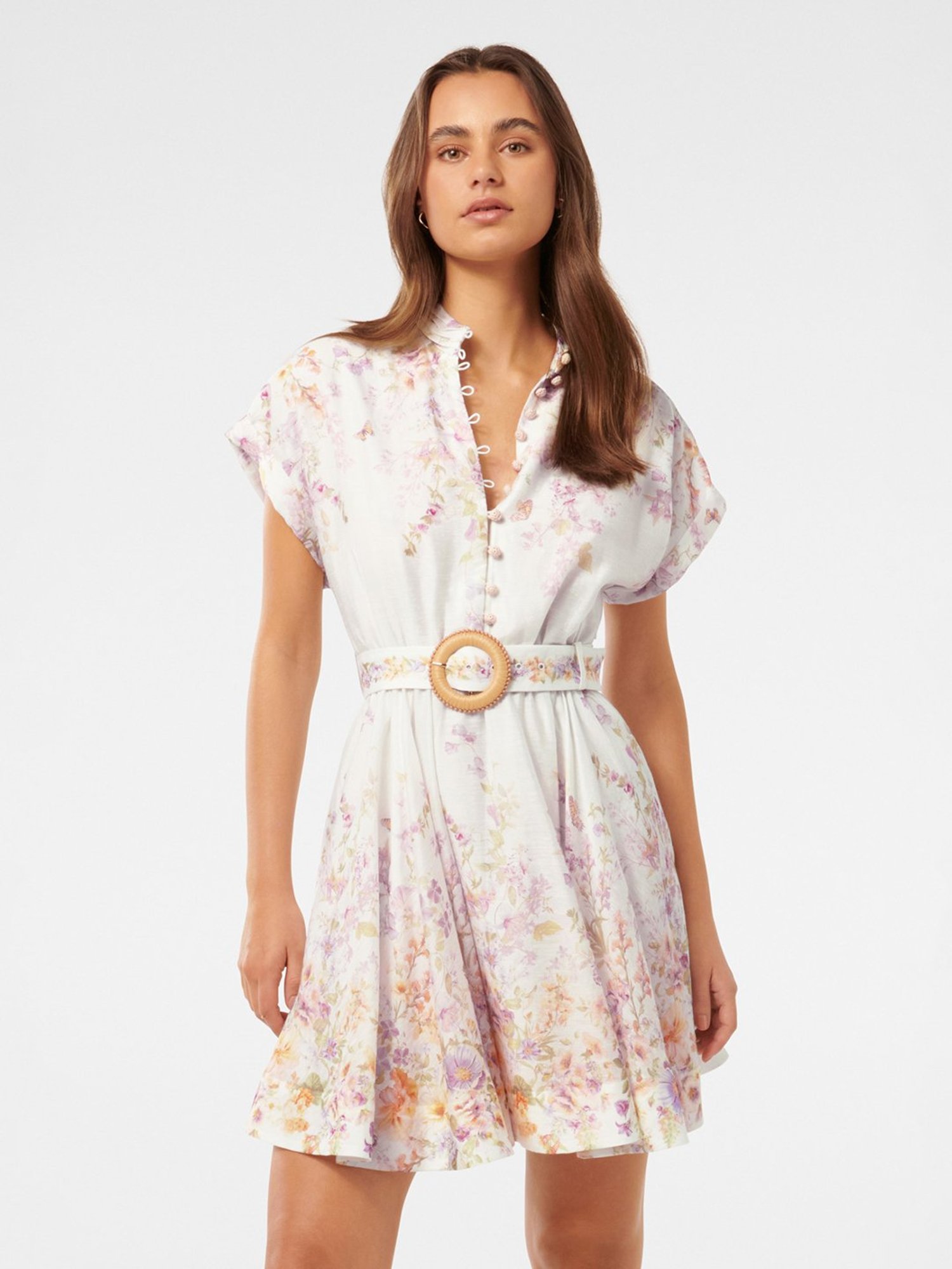 Forever New Anne-Marie Floral Print Skater A Line Dress With Belt