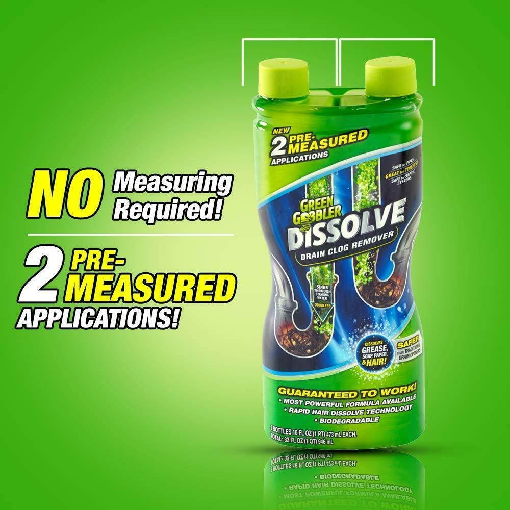 Green Gobbler GGDIS2CH32 DISSOLVE Liquid Hair & Grease Clog Remover / Drain...