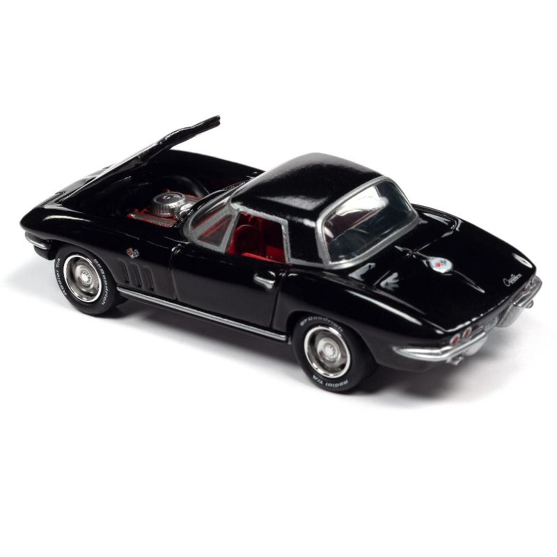 1965 Chevrolet Corvette Hardtop Tuxedo Black with Red Interior Limited Edition to 3008 pieces Worldwide 1/64 Diecast Model Car by Johnny Lightning