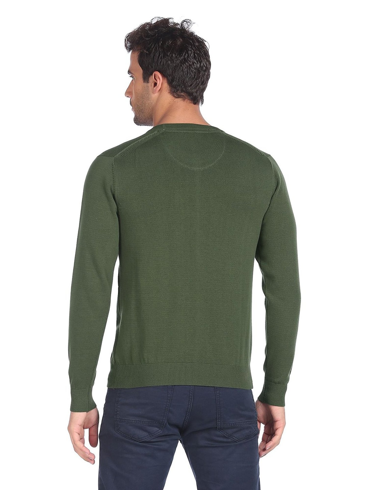 Arrow Sport Olive Striped Sweater