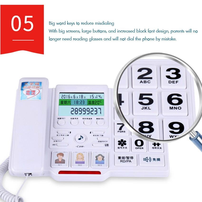 Big Button Corded Phone Picture Care Landline for Seniors with Voice Broadcast, Caller ID, Call Block, Speakerphone, Dual Ports