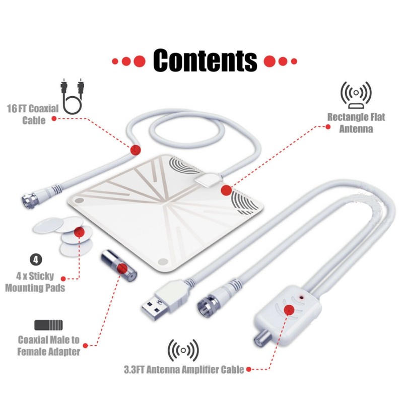 Digital TV Antenna 980 Miles Signal Booster Amplifier HDTV Indoor