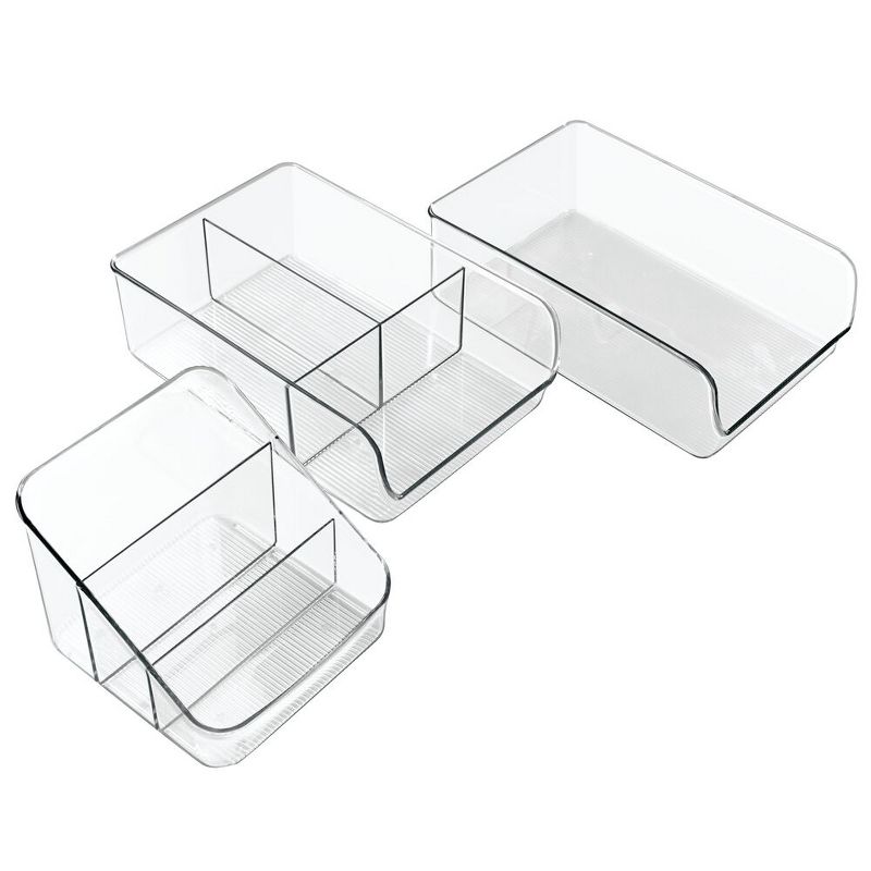 mDesign Plastic Kitchen Food Storage Organizer Bin Combo - Set of 3 - Clear