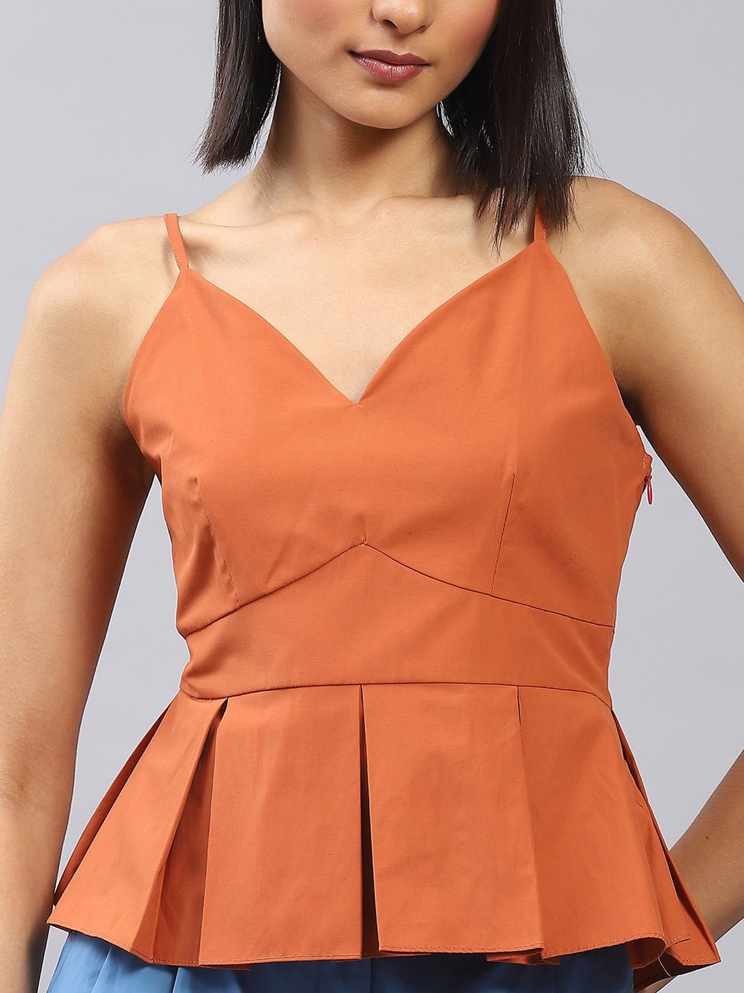 Label Ritu Kumar Brown Peplum Top