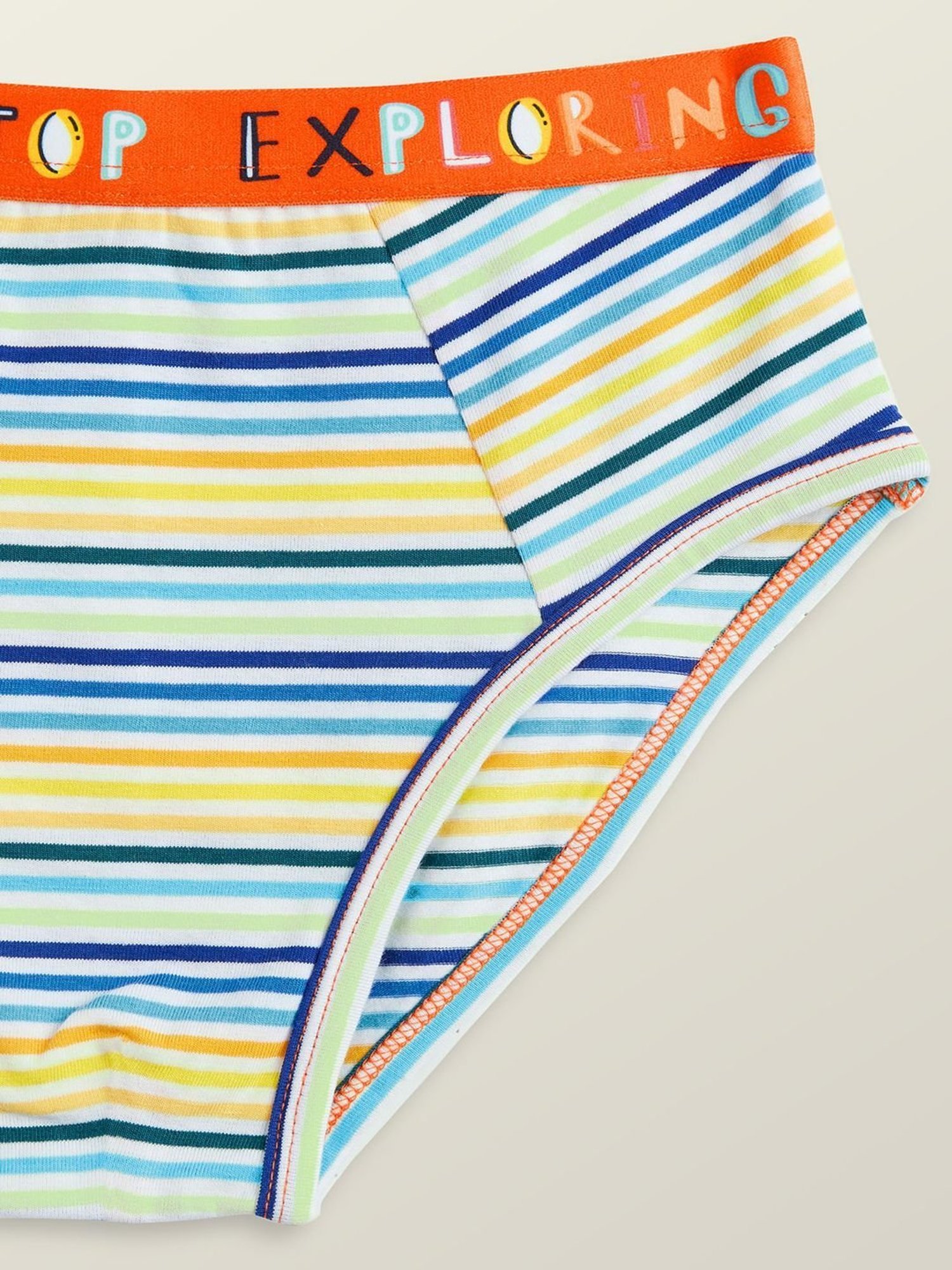 XY Life Kids Orange & Blue Striped Briefs