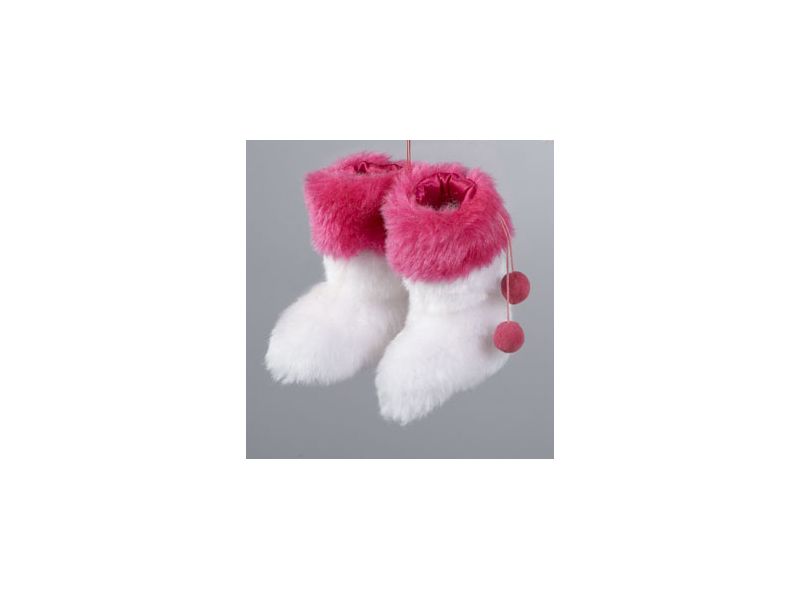 Kurt S. Adler 4" Fashion Avenue Fuzzy Rave Boots Christmas Ornament - White/Pink