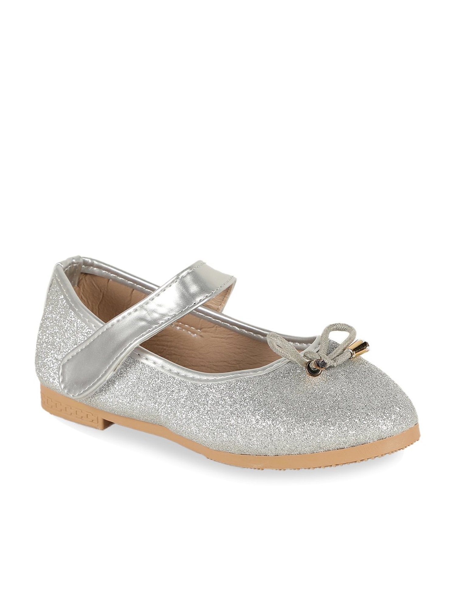 Passion Petals Kids Silver Mary Jane Shoes
