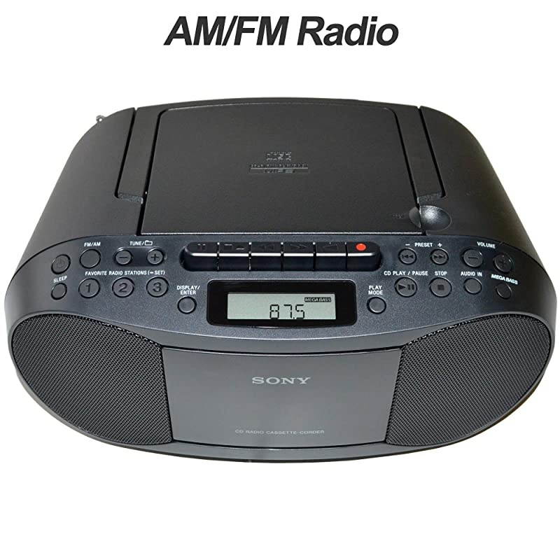 CD Player Boombox CDCDRCDRW Portable wBluetooth USB AMFM Radio Aux LineInput Headset Jack Foldable Carrying Handle and LED Light Phantom Black