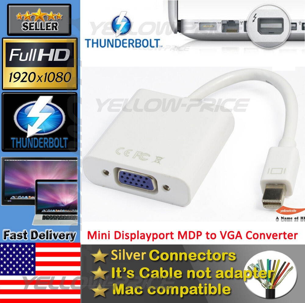 Mini DisplayPort to VGA Female Adaptor for Mac+6FT SVGA VGA Monitor Male Cable