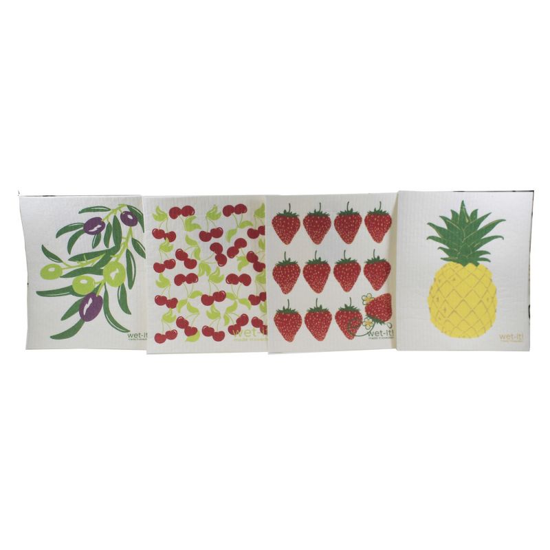 Swedish Dish Cloth 7.75" Fruit & Olive Branch Absorbant Cloth  -  Dish Cloth