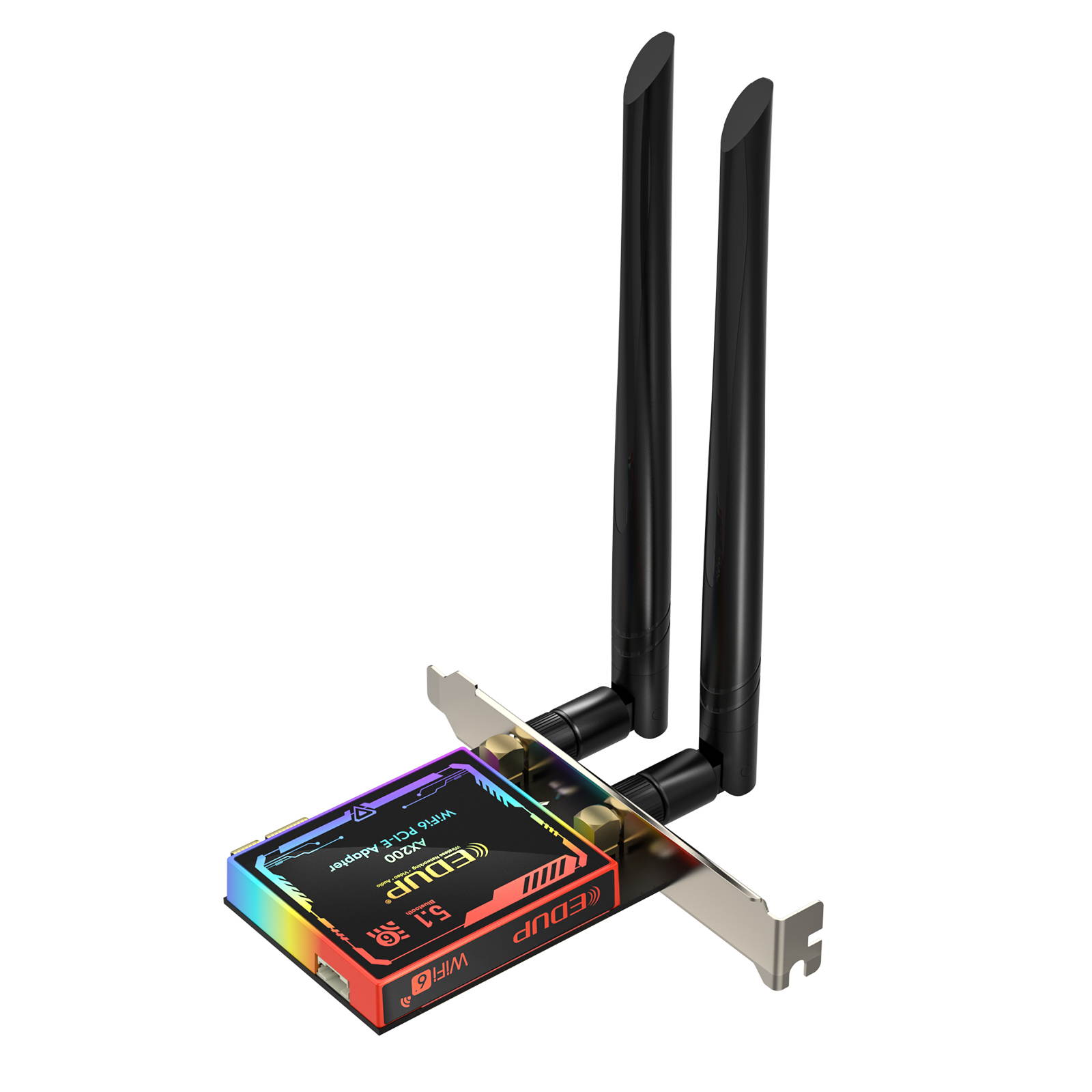 EDUP PCI-E WiFi 6 AX200 AC 3000Mbps 802.11AX Network Card with Bluetooth 5.1 & Heat Sink Wireless PCI Express Wi-Fi Adapters With Colorful Breathing Light