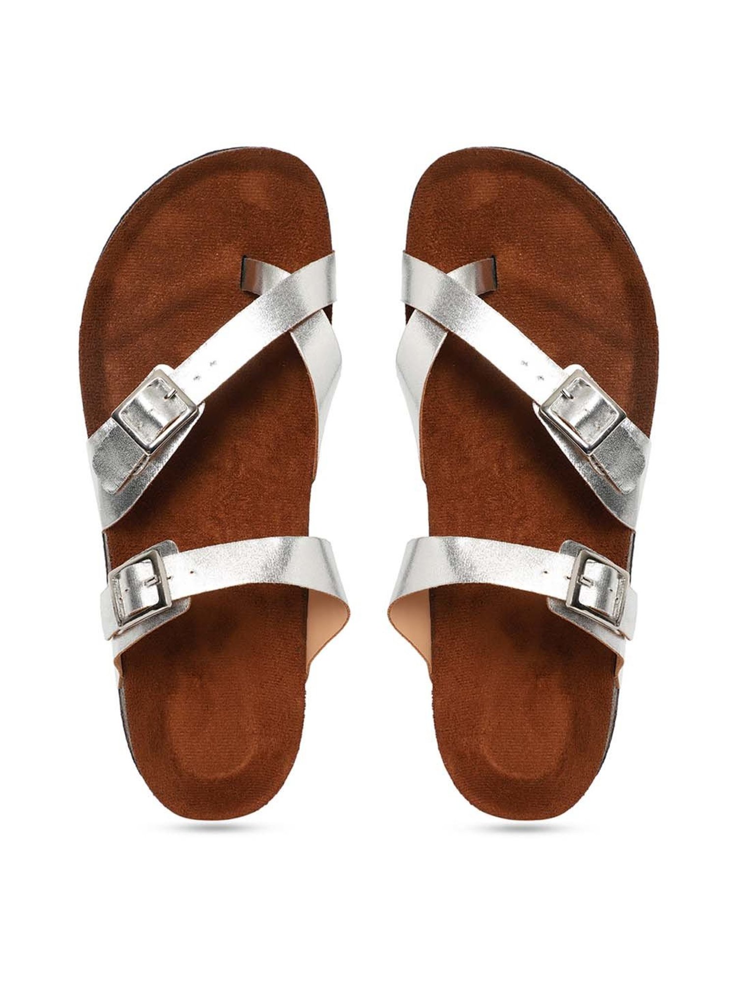 Mozafia Women's Silver Toe Ring Sandals