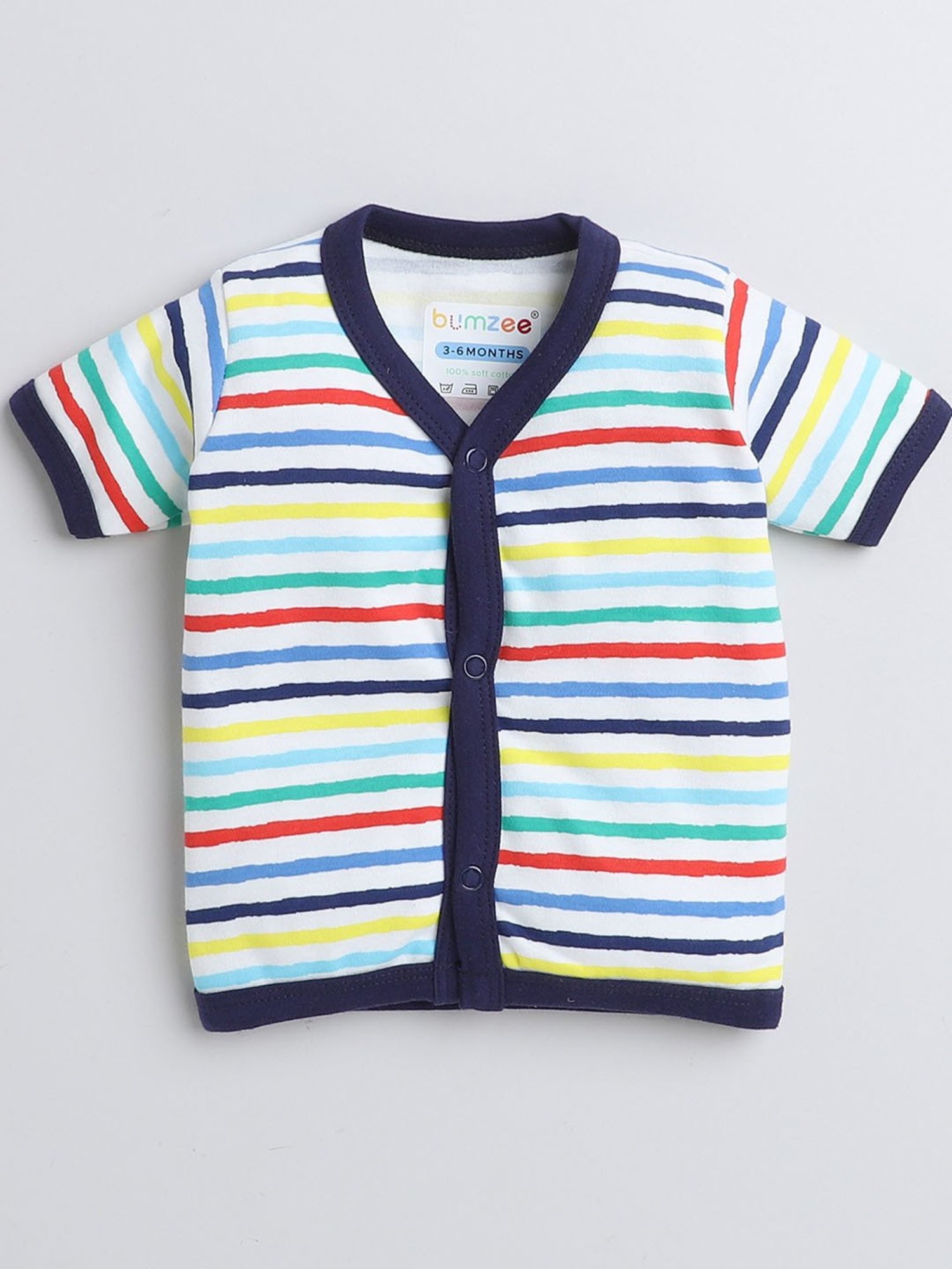 Bumzee Kids Navy & White Printed Jhablas (Pack Of 3)