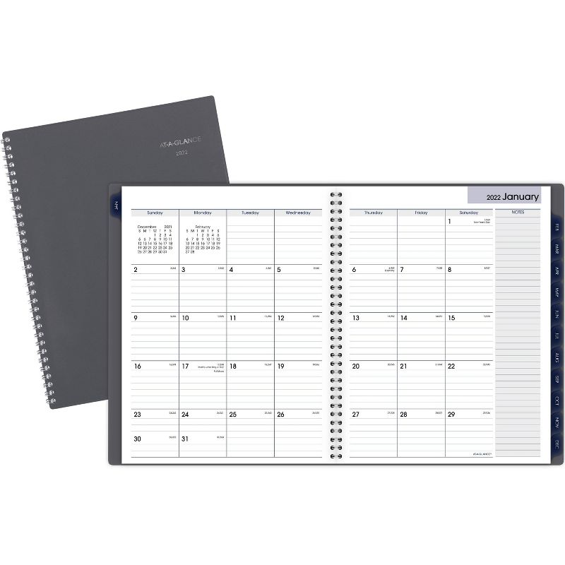 2022 Planner 8"x11" Monthly Large Gray - At-A-Glance