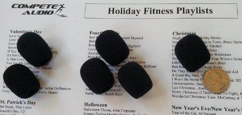 Compete Audio C6 6 Microphone Windscreens (Foam Covers) Headset/Lapel (Lavaliere) Fitness Instructor/Gamer Pack, Black