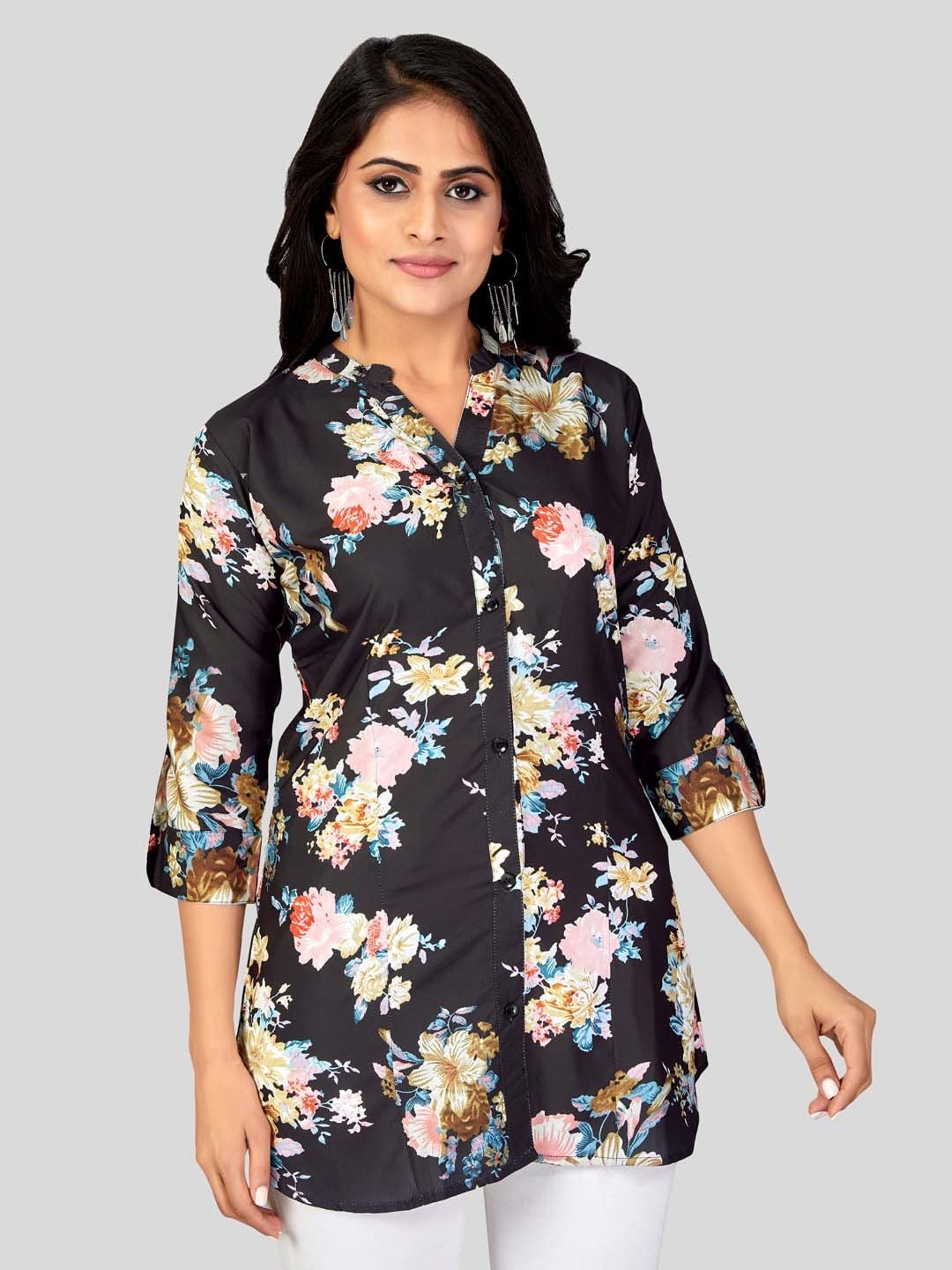 Saree Swarg Black Printed Short Kurti