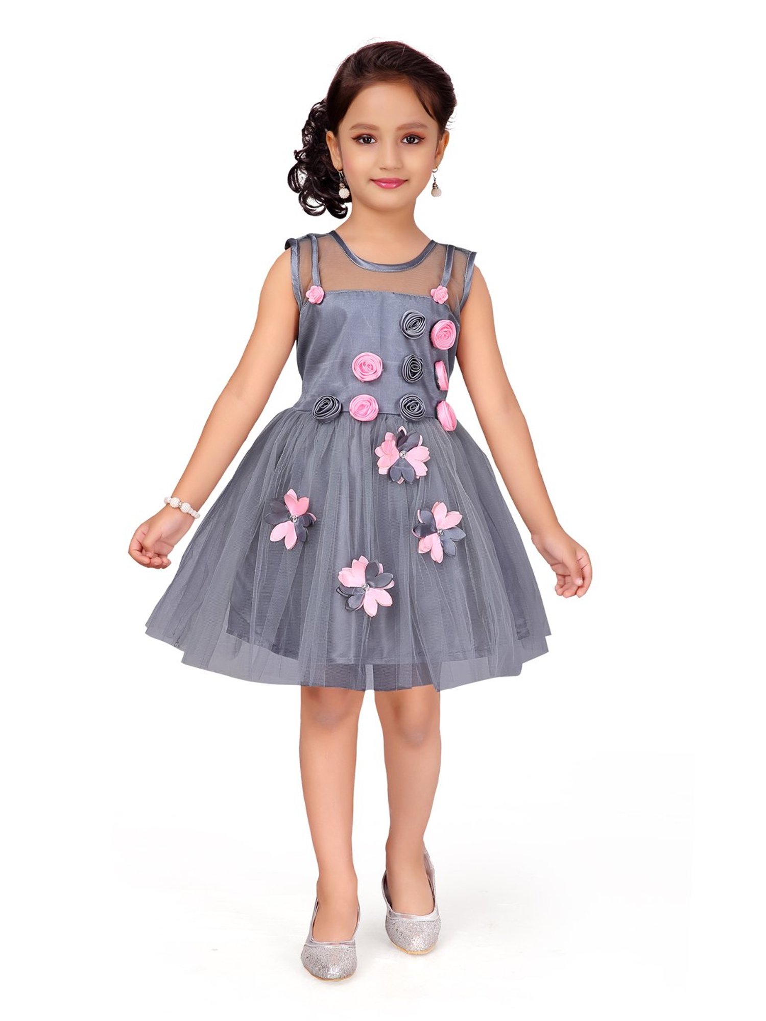Aarika Kids Grey Applique Dress