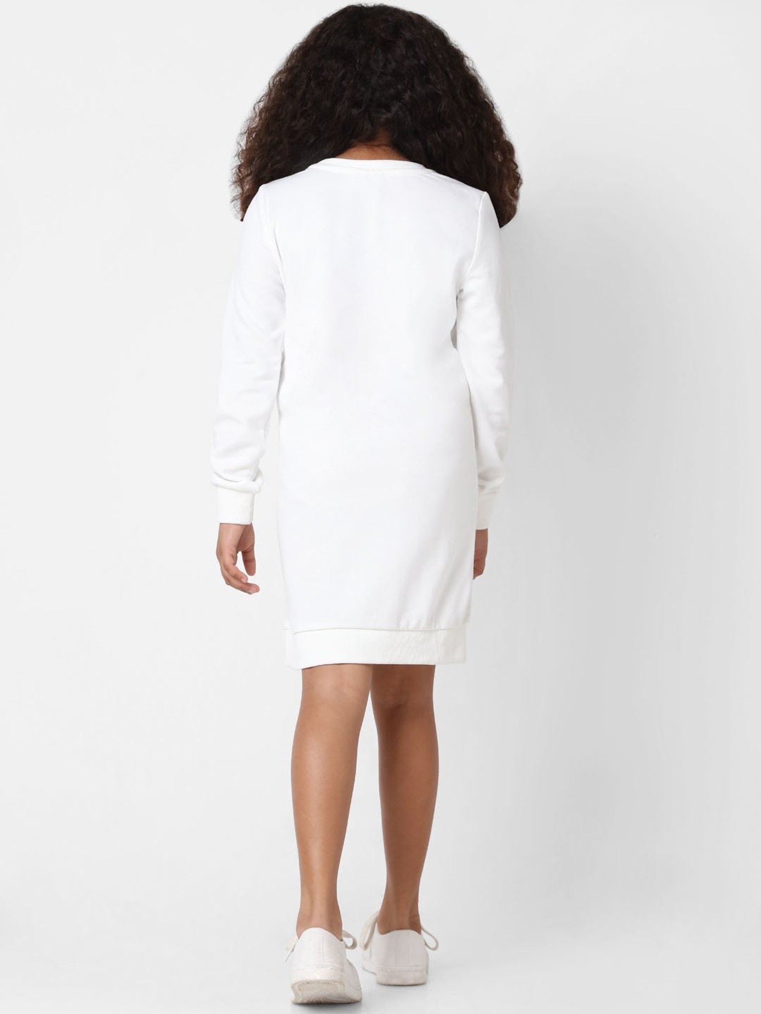 KIDS ONLY White Embroidered Full Sleeves T-Shirt Dress