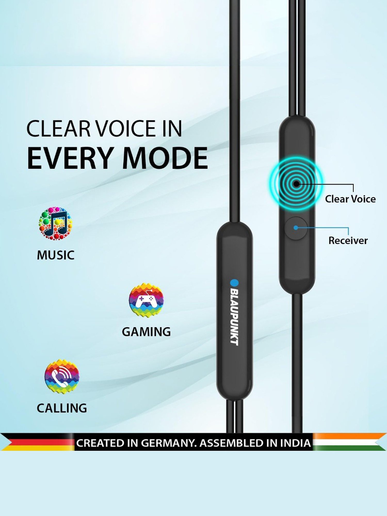 Blaupunkt EM01 in-Ear Type C Wired Earphone with Mic & Noise Isolation (Black)