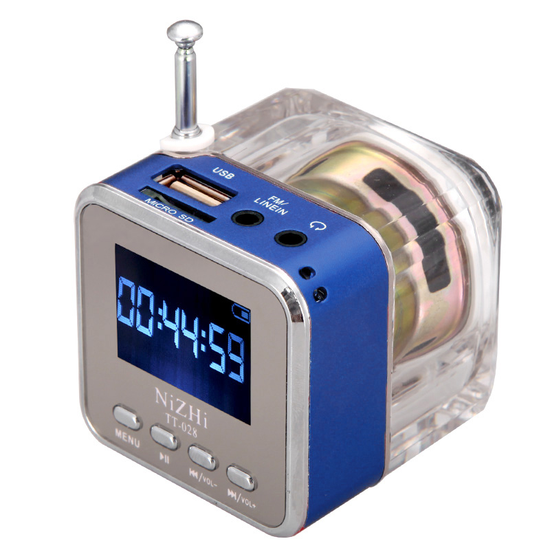 TOMTOP Mini Digital Portable Music MP3/4 Player Micro SD/TF USB Disk Speaker FM Radio With telescopic antenna and earphone Supports LINE IN function