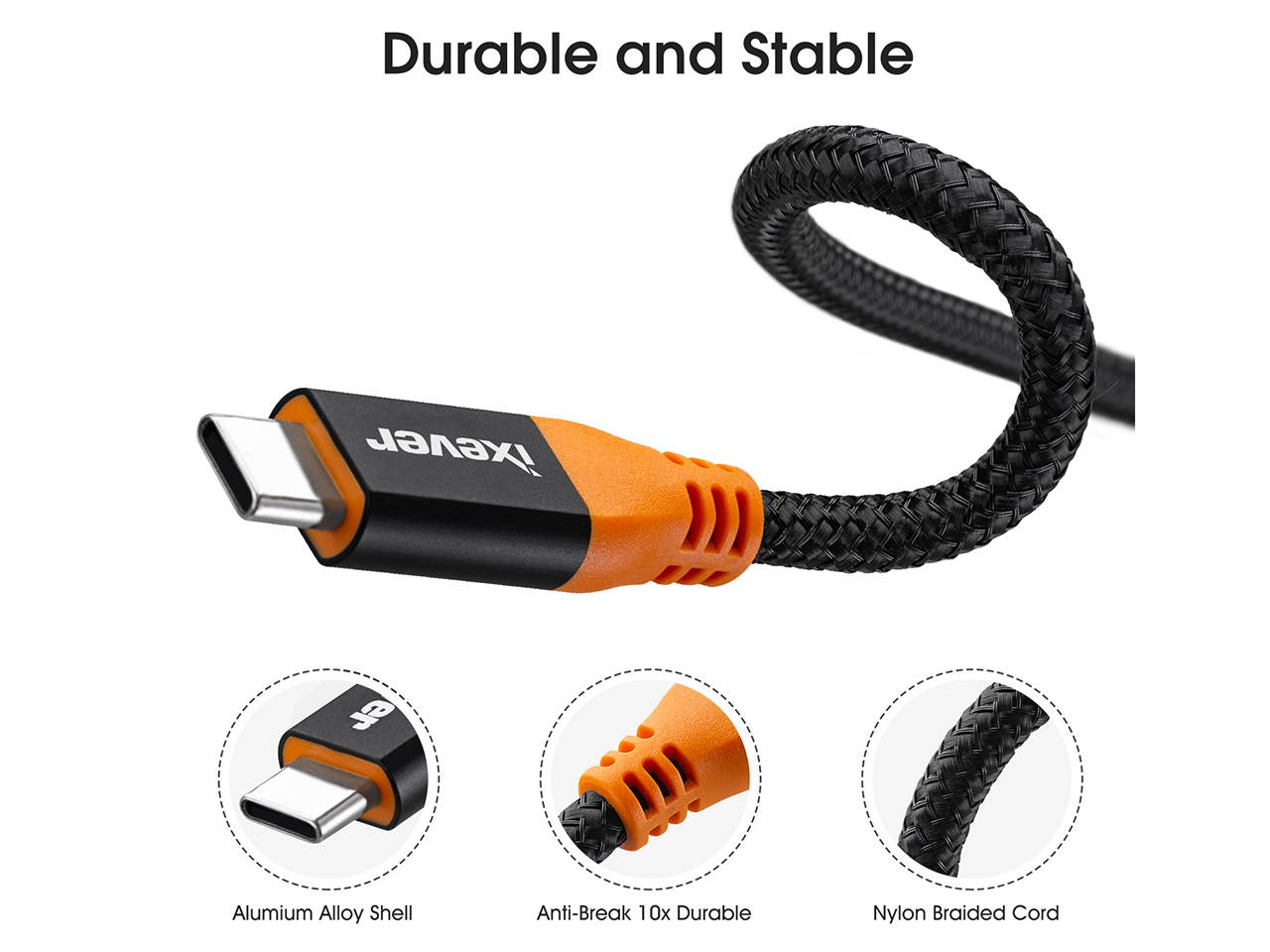 USB C Extension Cable Short 1Ft (2Pack), iXever 100W PD Fast Charging 10 Gbps USB 3.1 Gen 2 Data 4K USB Type C Male to Female Extender Cord, Compatible with MacBook Air Surface XPS Nintendo Switch