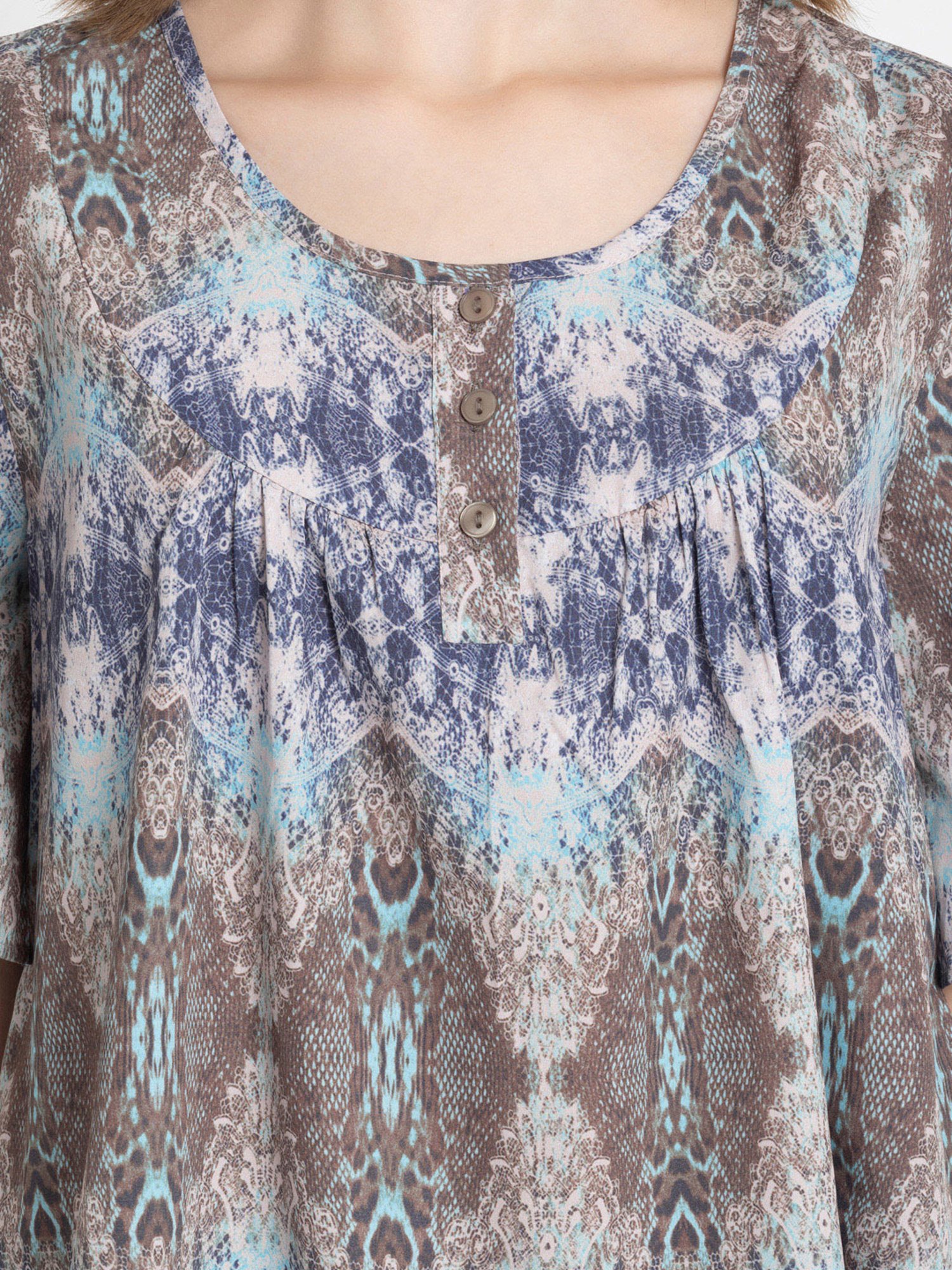SHAYE Grey & Blue Printed Top