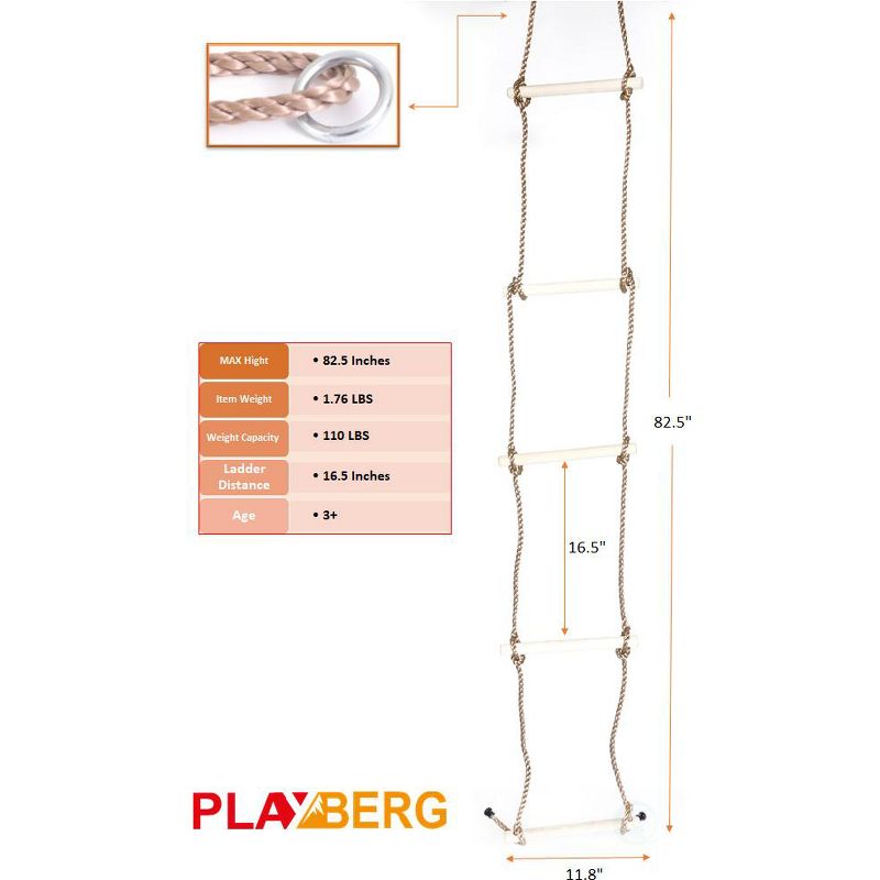 PLAYBERG 5 Step Climbing Wooden Rope Ladder