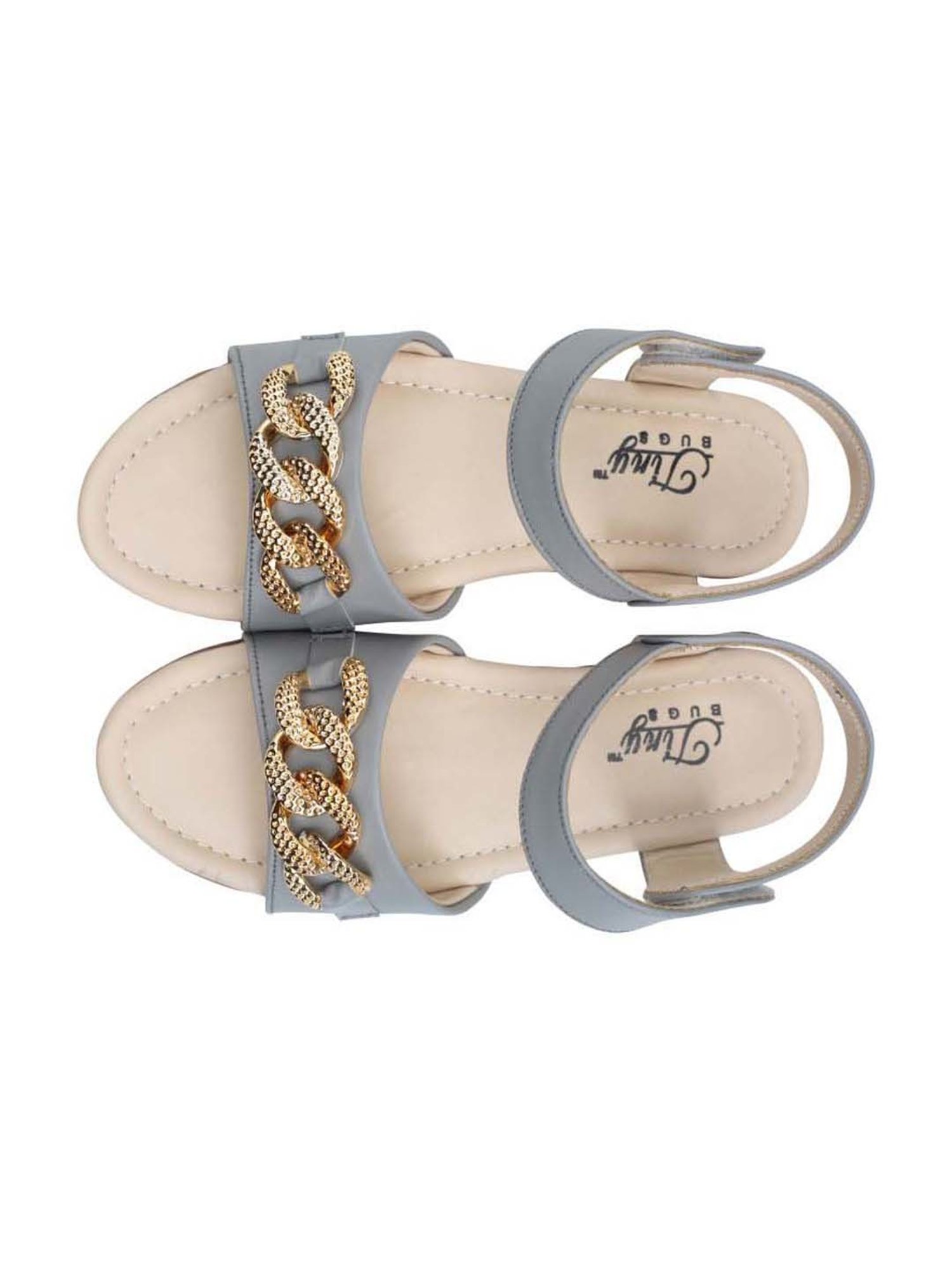 Tiny Bugs Kids Grey & Beige Ankle Strap Sandals
